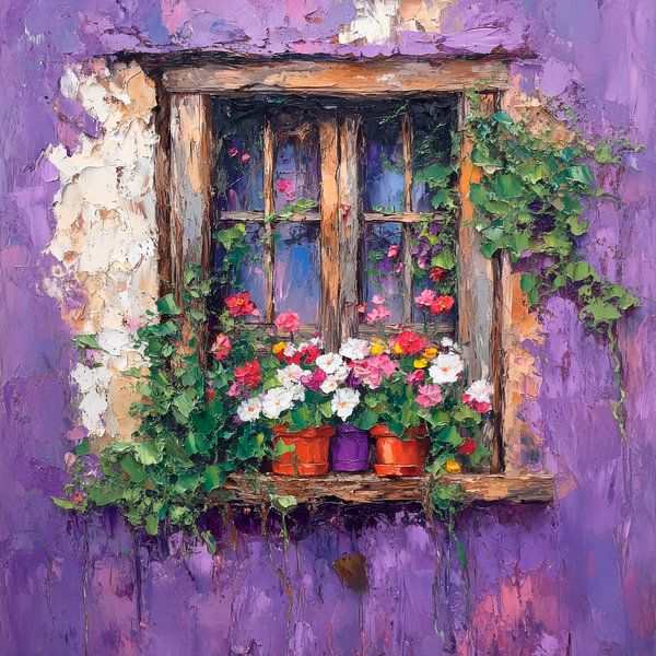 Fenêtre à fleurs lilas par Poster Art Shop