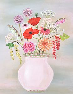 Blumen in einer rosa Vase