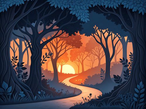 Fluisteringen in de schemering in het oeroude bos