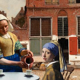 Vermeer Milkmaid and Girl with a Pearl Earring in The Little Street by Miauw webshop