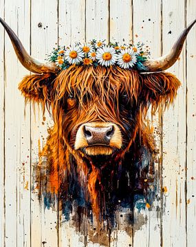 Magie van de koe - Bloemenspel van licht van Klaus Tesching - Art-AI