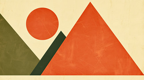 Mountain shapes, Bauhaus retro, green-terracotta