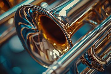 Sfeervolle achtergrond van muziekinstrument, Trombone van Ariadna de Raadt-Goldberg