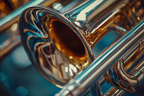 Sfeervolle achtergrond van muziekinstrument, Trombone