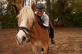 Training with the light brown Haflinger with beige mane