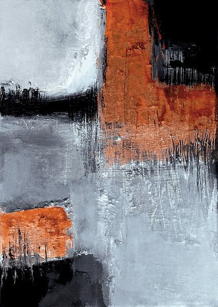 Diptychon schwarz orange von Ela Szczepaniak