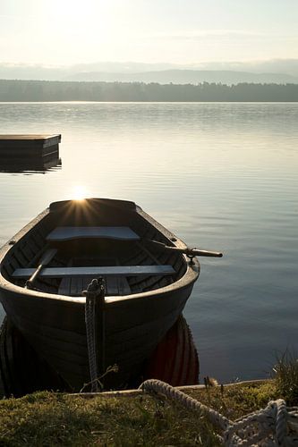 Boat on Lake Siljan by marcel schoolenberg