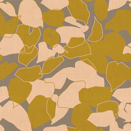 Motif rétro des années 70 dans les tons ocre foncé, rose et taupe. Feuilles