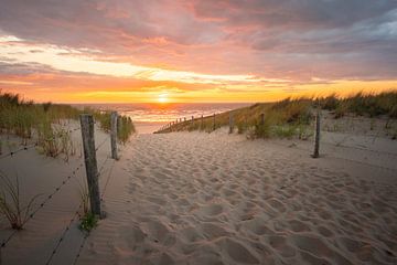 Zonsondergang vanaf het strand en duin van Corné Ouwehand