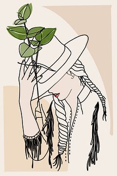 Boho Girl mit Blumen von Arjen Roos