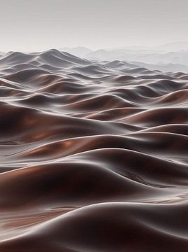 Der gemeißelte Horizont: Serpentinenförmige Dünen aus flüssiger Bronze - eine abstrakte, minimalistische Ode an die Ätherizität der Wüste