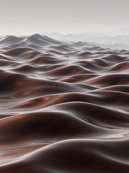 Sculpted Horizon: Serpentine Dunes of Liquid Bronze - An Abstract, Minimalist Ode to Desert Ethereality by Artistic