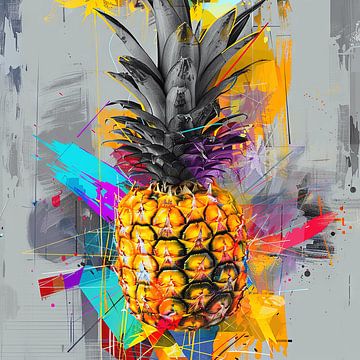 Ananasexplosie - straatkunst in pop-artstijl van Felix Brönnimann