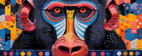 Singe moderne avec de la couleur