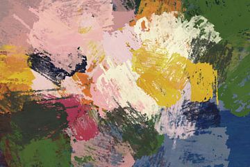 Abstrakte bunte Malerei in Pastellfarben. von Dina Dankers