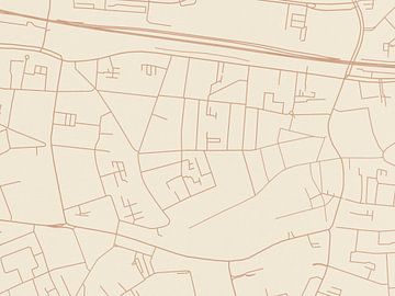 Kaart van Tilburg Centrum in Terracotta van Map Art Studio
