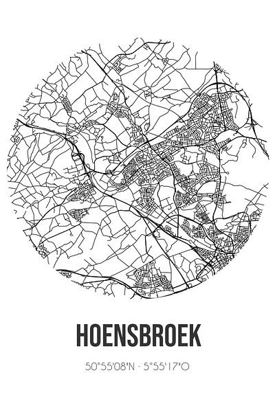 Hoensbroek (Limburg) | Landkaart | Zwart-wit van Stad & Wand