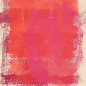 Abstract schilderij in rood, paars en wit van Dina Dankers