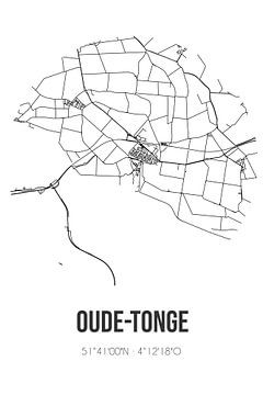 Oude-Tonge (Zuid-Holland) | Landkaart | Zwart-wit van Rezona