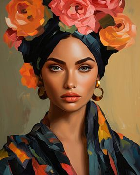 Colourful, modern portrait by Carla Van Iersel