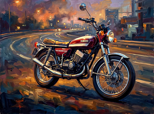 Une Yamaha RD350 au crépuscule