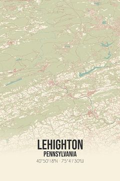 Vintage landkaart van Lehighton (Pennsylvania), USA. van MijnStadsPoster