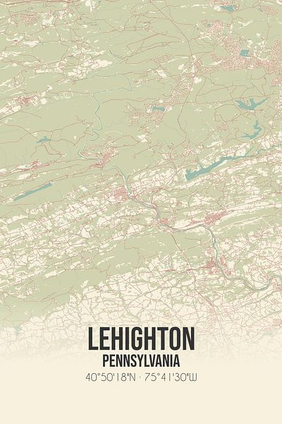 Carte ancienne de Lehighton (Pennsylvanie), USA. par Affiches de lieux
