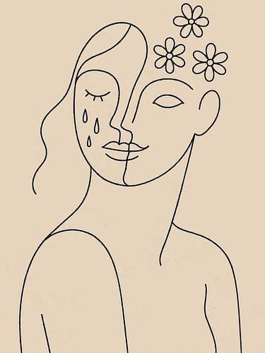 Dual Face Abstract Line Art