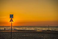 Strand met zon geblokkeerd door bord van Fred Leeflang thumbnail