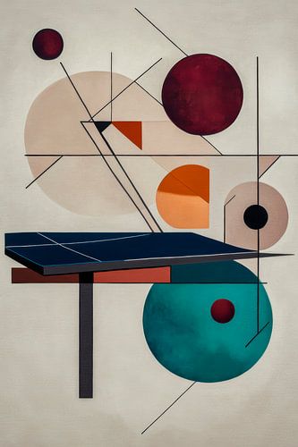 Abstracte kunst met pingpongtafel