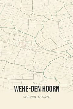Vintage landkaart van Wehe-den Hoorn (Groningen) van Rezona