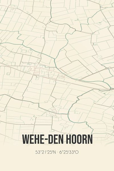 Alte Karte von Wehe-den Hoorn (Groningen) von Ortsdrucke