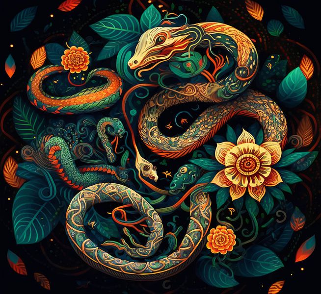 Serpent et fleur par Atmani Blok