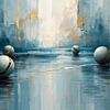 Abstrakte Wasser-Sphären in Blau & Gold von bbgalerie24