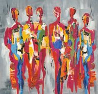 Red People of Color | Abstract Painting of People Figures