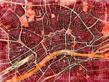 Map of Frankfurt am Main with the style 'Amber Autumn' by Maporia