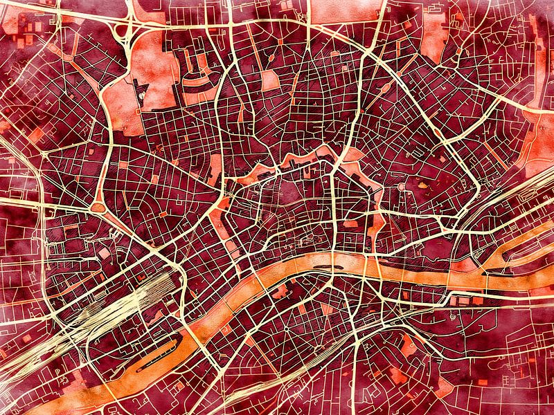 Carte de Frankfurt am Main avec le style 'Amber Autumn' par Maporia