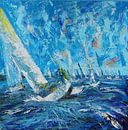 Sailboats blue by Angelique Nooijen thumbnail