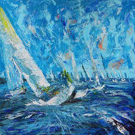 Sailboats blue by Angelique Nooijen