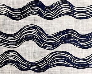 Leinen Tides - gestickte Wellen in Blau