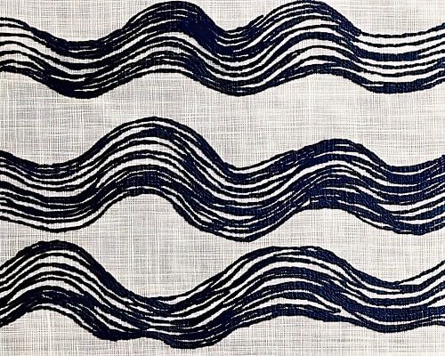 Leinen Tides - gestickte Wellen in Blau