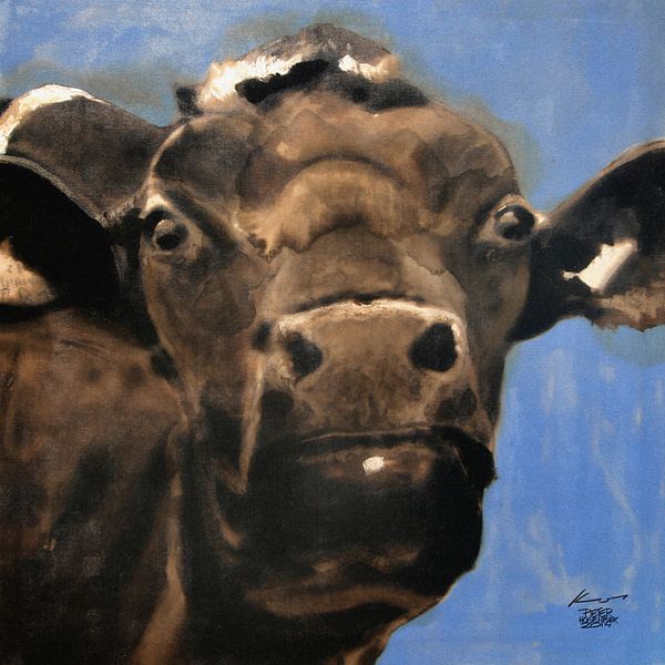 Tasse à vache bleue par Pieter Hogenbirk