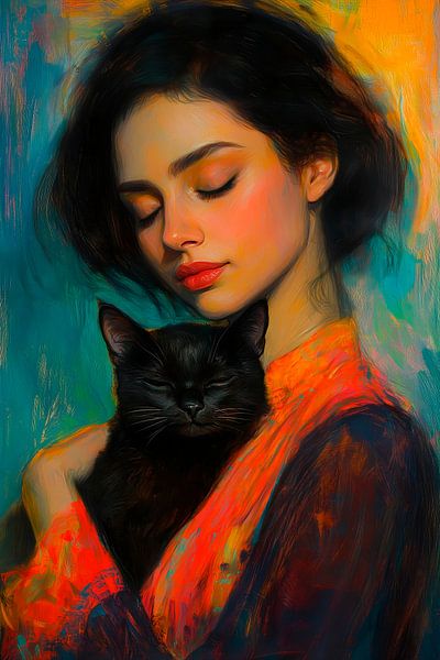 Cuddling with my cat by Harry Hadders Design