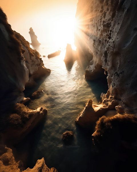 Zonsondergang in de Algarve van fernlichtsicht