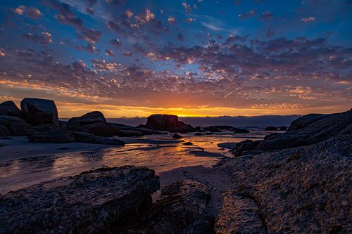 Zonsondergang, Bloubergstrand Beach, Zuid-Afrika