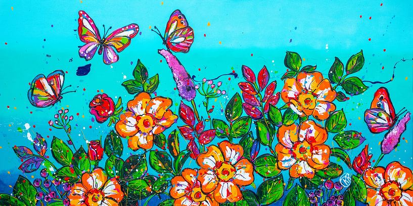 Flower garden with butterflies by Happy Paintings / Renata Rolefes