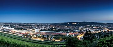 Würzburg - Stadspanorama op het blauwe uur in de avond van Frank Herrmann