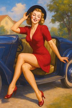 Gemälde eines Pin-up-Girls. von Galerie Hoppenbrouwers