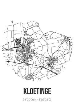 Kloetinge (Zeeland) | Landkaart | Zwart-wit van MijnStadsPoster