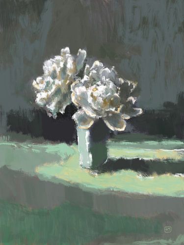 Witte bloemen in het zonlicht...